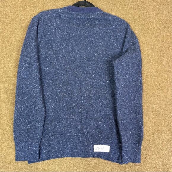 Banana Republic Sweater Mens Medium Blue Tweed Wool Silk Crew Neck Speckled - Picture 7 of 10